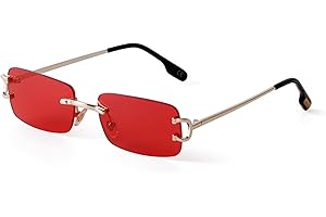 ADEWU Occhiali da sole retrò vintage occhiali senza bordi protezione UV stretti occhiali da sole rettangolari uomo donna unisex