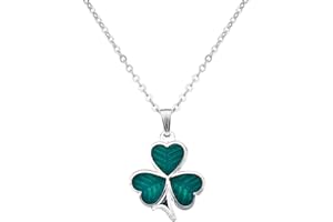 CELTIC LANDS Enamel Green Shamrock Charm Necklace