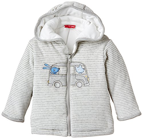 SALT AND PEPPER Baby Boys NB Jacket On Tour stripe Nicki Striped Hooded Long Sleeve Sweatshirt, Grey (grey-melange 203), 3-6 Months (Manufacturer size: 68)