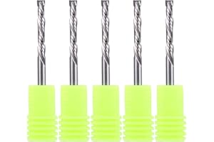 TIMELEE 2 Flutes CNC Router Bits End Mill 5 pcs Up Down Cut Compression Milling Cutter, Solid Carbide CNC Bits with 1/8 inch (3.175 mm) Shank and Cutting Diameter Spiral Bits Tool Sets for Wood MDF Engraving