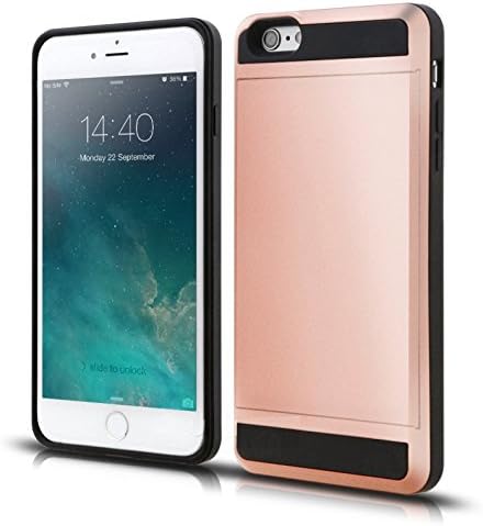 Samsung Galaxy Note 4 Case, iNenk Hot Sale Hybrid Armor Slide Credit Card Slot Case Wallet Shockproof Hard Cover Shell for Samsung Galaxy Note 4 - Rose Gold