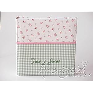 Fotoalbum Blümchen weiß mit Karo grün