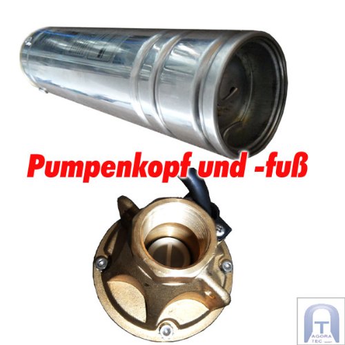 AT- 3″ Brunnenpumpe 750W-1 mit 15 m Kabel Edelstahl-Tiefbrunnenpumpe mit Messing-Laufrädern und max: 5,7 bar, 3000l/h bei 7 m - 4