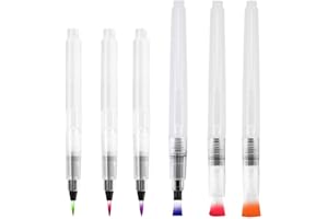 HQDEAL Water Brush Pen Pack of 6 Water Paint Brushes Aqua Brushes Refillable Ink and Water Brush Pens Art Supplies for Water Color Painting Blending &Lettering