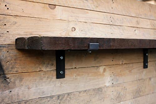 Metal Shelf Brackets 225mm Industrial Steel Rustic Farmhouse Style Perfect For Stacking Shelves (Set of 2 Brackets) (SHELF WIDTH UP TO 225mm (40mm x 6mm) & FIXINGS)