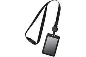 Hemiks Porte Badge Rétractable avec Lanière, 110x70mm Porte Badge Carte Synthétique avec YoYo et Lanière Tour de Cou, Porte-Carte d'Identité Vertical pour Bureau, École, Exposition, Carte de Bus