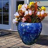 Niyara Stylish Ceramic Pots for Indoor Plants,Succulent,Outdoor,Balcony,Home,Garden,Office Size -Large 8 inches (Blue)