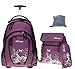 Produktbild 3er SET: Trolley BESTWAY ROLLIN Rucksacktrolley Schultrolley Schulrucksack + SPORTBEUTEL + MÄPPCHEN | LILA BUTTERFLY