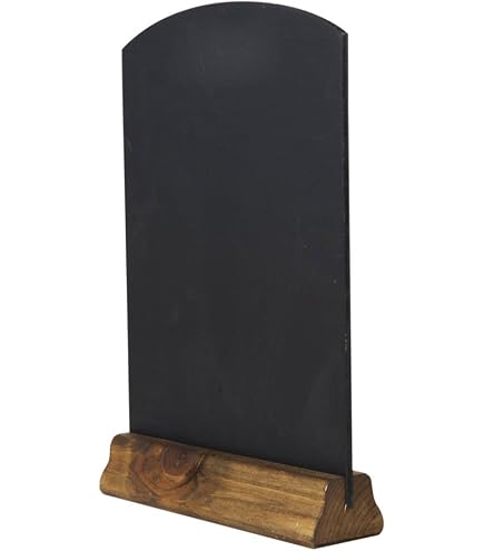 Tableau Noir Rectangulaire Avec Socle Bois - Pour Menus Restaurants Ou Pense-bête - Utilisable Craie Normale Ou Liquide - 3