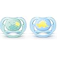 Philips Avent Ultra Air Pacifier, 0-6 months, contemporary decos, blue/green, 2 pack, SCF344/20