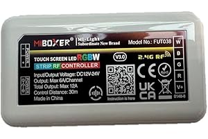 lighteu®, 2.4GHz Control WiFi inalámbrico Tiras LED RGBW Controlador WLAN 12-24V Máx. salida 12A, Milight Miboxer FUT038