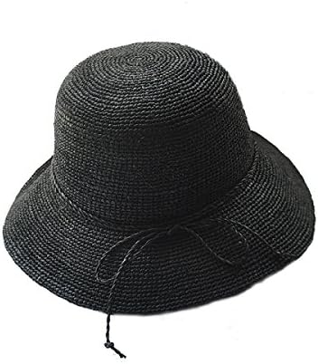 Qweas New Outdoor Female Summer Straw Hat Beach Sunscreen Sun Hat Youth More Flexible Three-dimensional Beautiful Elegant Skin-friendly Three-dimensional Decoration Texture Dream ,Black