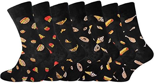 Mens Boys Hoi Polloi Fast Food Burger Pizza Fries Print 7 days 7 Pair Pack Cotton Fresh Socks (UK 6-11)