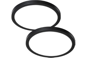 Befurglor 18W LED Ceiling Lights,2000LM Daylight White 5000K Round Ceiling Lights Ø 23cm Black 2 Pack,Waterproof IP44,150W Equivalent,Flush Ceiling Light for Living Room,Bedroom, Office