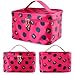 Discoball Lady Women Cosmetic Makeup Toiletry Travel Wash Bag Holder Mirror Case Organizer(Rose red + Cherry)