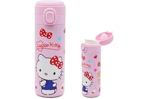 KSOPSDEY 420ML Kitty Borraccia Termica, Kawaii Bottiglia Termica Bottiglia Acqua in Acciaio Inox, Riutilizzabile Senza BPA Bottiglia Termos Senza Perdite per Scuola Sport Campeggio Viaggi, KT