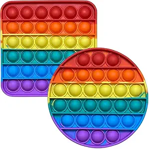 FunBlast Pop Bubble Fidget Toys, Kids Toy Pop it Toys Set - Pack of 2 Real Silicone Fidget Pop It, Toy for Kids, Bubble Toy for Kids (Multicolor)