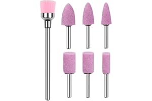 Tadipri Lot de 6 Ensembles de Forets à Ongles et 1 brosse à ongles, Embout Ponceuse Ongle, Ponceuse Ongles Les Accessoires pour retirer les ongles en gel acrylique, Pédicure Outils D'art D'ongle