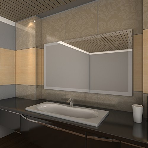 HOPE Badspiegel mit LED-Beleuchtung, rahmenloser Wandspiegel, rückseitig beleuchtet mit satinierten LED-Lichtbändern (Breite 120cm x Höhe 70cm) - 5