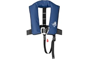 12skipper Junior Giubbotto di Salvataggio Automatico ISO 150N con imbragatura, Giubbotto salvagente, Blu Navy