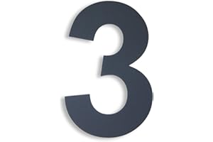 KTC-HOME - PREMIUM Hausnummer Anthrazit inkl. Montagematerial - pulverbeschichtet - Arial - Höhe 20 cm - RAL 7016 - rostfrei & wetterfestes Hausnummernschild - Hausnummer 3 -