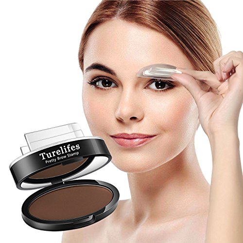 Turelifes Waterproof Eye Brow Stamp Powder Perfect Eyebrow Power Seal Nature Eye Brow Powder Delicate Shape Dark Brown