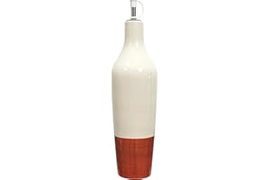 HOME DECO FACTORY, KA0540, Huilier en céramique Bicolore élégant pour huiles et vinaigres, capacité 670 ML, Design Moderne et Pratique, idéal pour la Cuisine et la Table, Orange, Blanc