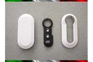CAR PASSION TOPBEST Carcasa para llave + botones de goma compatible con Fiat 500 Grande Punto Evo Bravo Panda 500L Lancia Y Ypsilon Musa Delta carcasa blanca + vídeo tutorial explicativo para el montaje