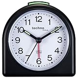 Technoline Quarzwecker Modell SD, schwarz, analog, nachtleuchtende Zeiger