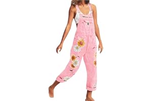 ORANDESIGNE Jeanslatzhose Damen Latzhose Jeans Lange Hose Denim Overall Jumpsuit Playsuit Jeans Vintage Loose Fit Hoseanzug Romper