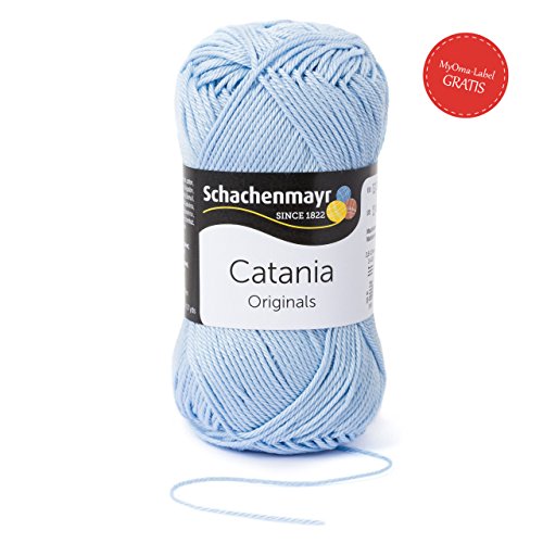 Catania Baumwolle Schachenmayr - Schachenmayr Wolle aus hochwertiger Baumwolle für farbenfrohe Designs! Leichte Sommerwolle Catania Original in hellblau Fb 173 (babyblau, himmelblau), 100% Baumwolle, kühlende Trageeigenschaft, Sommerwolle zum Häkeln und Stricken, Wolle Catania Schachenmayr