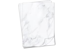YOUNIKAT Lot de 50 feuilles de papier à lettres marbré en format DIN A4 - Pour certificats,cartes d’invitation (anniversaire), menus DIN A4 (210 x 297 mm) Gris et blanc.