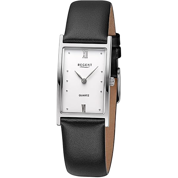 REGENT Dameshorloge, analoog kwartshorloge met titanium/leren armband