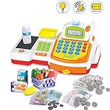 CARACTERÍSTICAS: ¡Todo lo necesario! Calculadora electrónica incorporada, scanner con luz y sonido, micrófono con altavoz, cinta transportadora manual, balanza y lector de tarjetas.