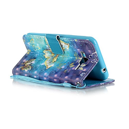 Galaxy J3 (2016) Hülle,Galaxy J3 (2016) Ledertasche Brieftasche im BookStyle,SainCat PU Leder Wallet Case Folio Schutzhülle [Golden Butterfly Muster] Hülle Lederhülle Bumper Handytasche Skin Schale Soft Backcover Handy Tasche Flip Cover Buchstil Klapptasche in Lederoptik mit Standfunktion Karteneinschub und Magnetverschluß Etui Flip Case für Samsung Galaxy J3 (2016) - 4