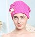 Moolecole Soft Women Bowknot Microfiber Hair Dry Towel Thickened Shower Cap Hair Turban Quick Dry Hat Cap Watermelon Red