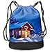 Produktbild BAOQIN Winter Christmas Eve Print Drawstring Bags - Simple Bundle Pocket Backpack