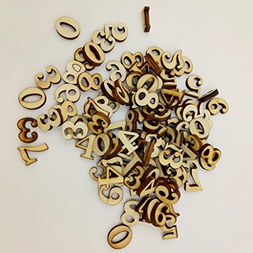 MagiDeal 100 Stück Holz 0-9 Holzzahlen zahlen Scrapbooking Verschönerungen 15mm - 3