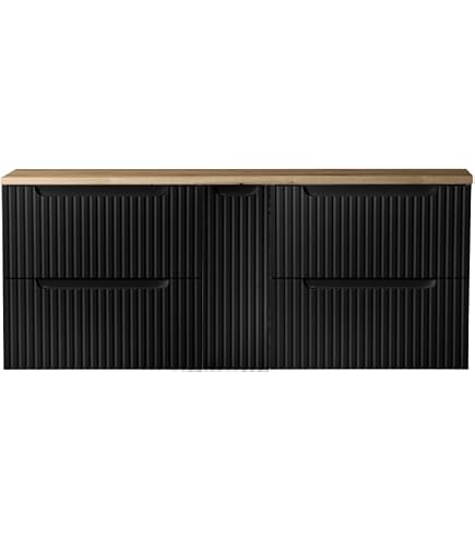 Meuble Lavabo Double 120cm ADEL Chêne - Salle De Bain Suspendu Avec Plan De Travail | Design Moderne