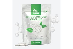 ‎RAW POWDERS Citicoline CDP-Choline 250mg, 60 Kapseln – Unterstützung für kognitive Funktion & Gedächtnis – Reine Zutaten, GMO- & Glutenfrei von Raw Powders