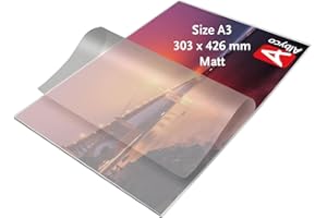 Albyco - Fundas Plastificar MATE A3-2x80 (160) Micras- 100 Piezas- Película de Laminación- Plastificadora, A3 Hojas Plastificar- MATE- Transparente- Laminas para plastificar- Pelicula de laminacion