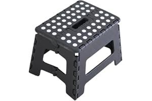 GENERISCH Bis 150 KG, Höhe 22 cm, Tritthocker Klappbar, Klappstuhl, Klapphocker, Falthocker, Faltbarer Hocker, Kinder, Fußhocker (Schwarz)