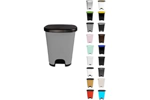 Jardin202 - Cubo basura plástico moderno | Apertura con pedal | Cubo reciclar | 27 litros (Negro - Gris)
