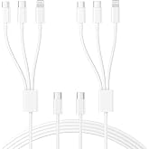 2 Pack 6ft USB C Cable Multi Charging with Type C and L&amp;C Port | USB C Charging Cable with Type C&amp;C&amp;Lightning Port for iPhone