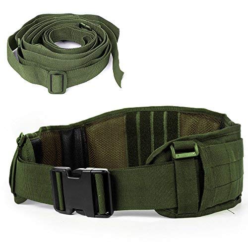Cinturón Táctico Heavy Duty ajustable seguridad táctico Molle cinturón con libre correa para equipo de caza y actividades al aire libre(Army Green)