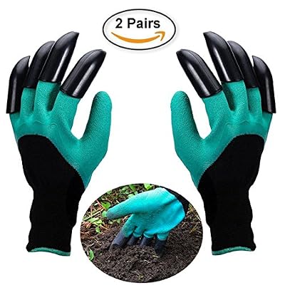 Opard Gants de jardin 2-pack étanche Gants de jardinage avec ABS-plastique griffes pour Jardin et Maison Outil Gants, propagation sols, ratissage, DE ROSE d'élagage (2-Pack gratuit Taille)