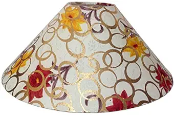 RDC 13 Round Cream with Golden Polka Dots Flower Design Lamp Shade for Table Lamp or Floor Lamp