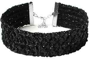 JUSTUSNX Gotische schwarze Choker-Halskette, handgefertigt, große Perlen-Kragen, vielseitige Biber-Halskette, Halloween-Zubehör für Frauen und Mädchen