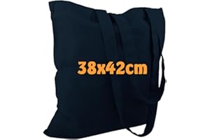 Cottonbagjoe Borsa di cotone - 38x42 cm - senza stampa - tinta unita - due manici lunghi - pitturabile - Certificazione Öko-tex 100 - Borsa di juta - Borsa di tela