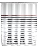Wenko 20964100 Duschvorhang Marine White - waschbar, mit 12 Duschvorhangringen, 100% Polyester, Mehrfarbig